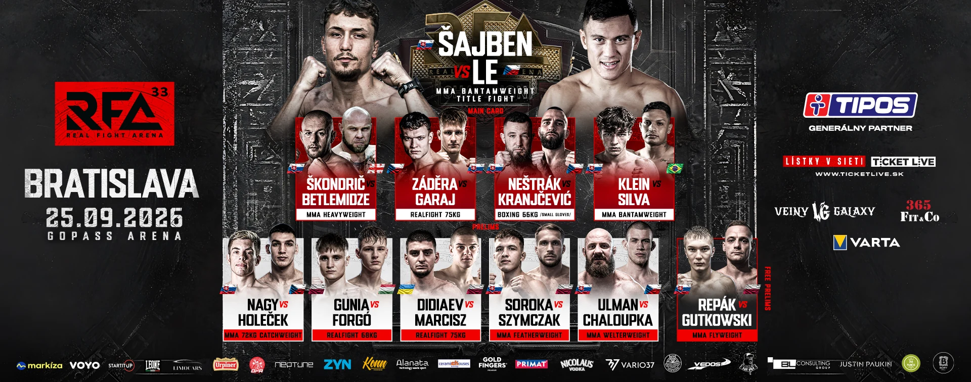 RFA 33 Bratislava — 25.09.2026, GOPASS Aréna